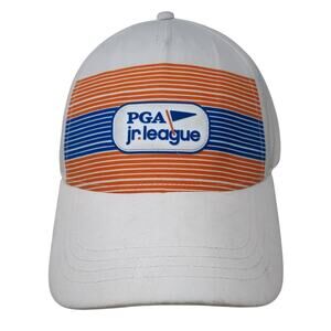 PGA Jr. League Strapback 5 Panel Cap White One Size Adjustable Polyester Garb
